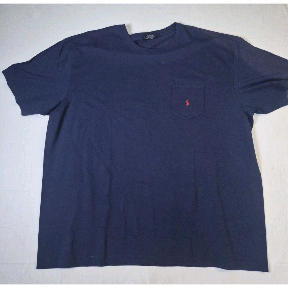Polo Ralph Lauren Pocket T-Shirt Men Size 2XL XXL Navy Blue VTG Short Sleeve